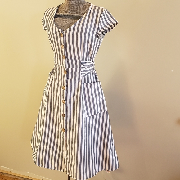 Dresses & Skirts - Striped Cotton Blend Dress